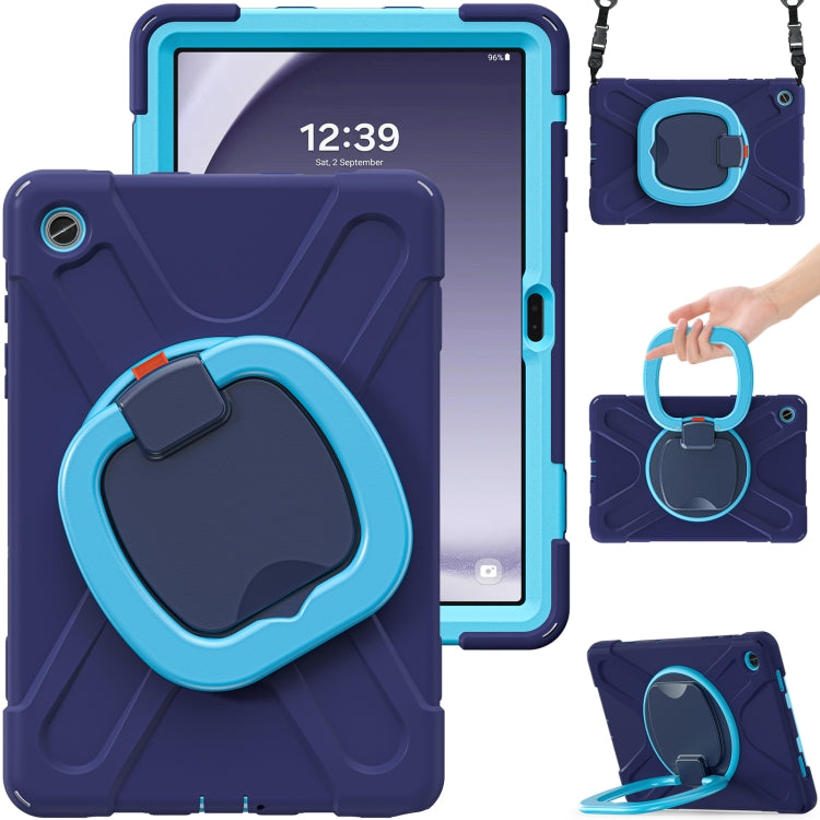 Samsung Galaxy Tab A9+ Silicone Hybrid PC Tablet Case with Holder, showcasing its durable design and functional features.